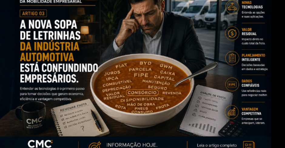 A nova sopa de letrinhas está confundindo quem administra uma frota. FIPE, BYD, GWM, eletrificação, valor residual, IPCA, juros, depreciação… Nunca houve tantas variáveis para decidir a próxi